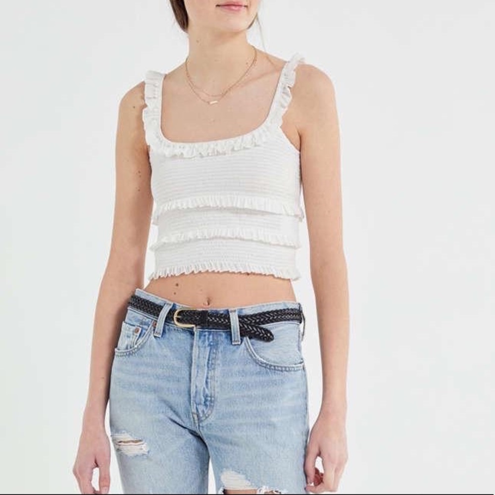 Urban Outfitters White Ruffle Tank Top